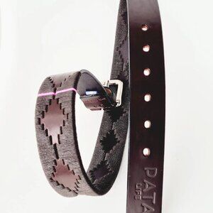 Pata Lifestyle Women’s Dark Brown Leather Polo Belt with Brown Stitching